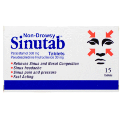 Non-Drowsy Sinutab Sinus Pain Relief (Pack of 15) R3 Rebates